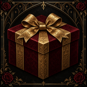 Mystery gift with gold ribbon
